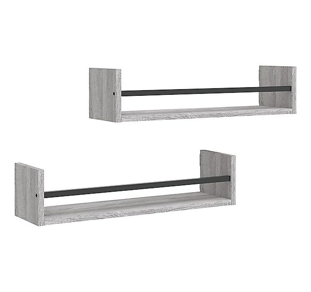 vidaXL Regal Wandregale mit Stangen 2 Stk. Grau Sonoma 60x16x14 cm, 2-tlg. günstig online kaufen