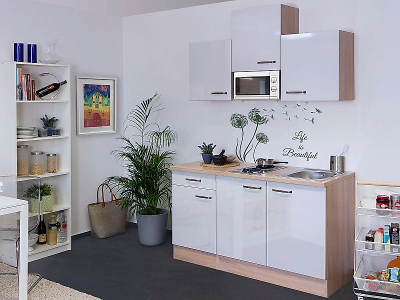 Flex-Well Küchenzeile "Florenz", Gesamtbreite 150cm, mit Mikrowelle und Koc günstig online kaufen