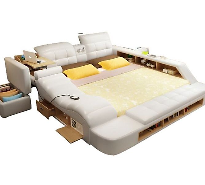 JVmoebel Bett Doppel Design Leder Bett Polster Betten Moderne Hotel Multifu günstig online kaufen