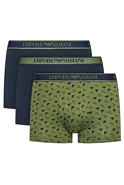Emporio Armani Boxershorts Unterwäsche Trunk Cotton dunkelblau/grün gemuste günstig online kaufen