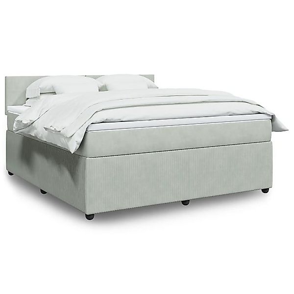 vidaXL Bettgestell Boxspringbett mit Matratze Hellgrau 180x200 cm Samt Bett günstig online kaufen