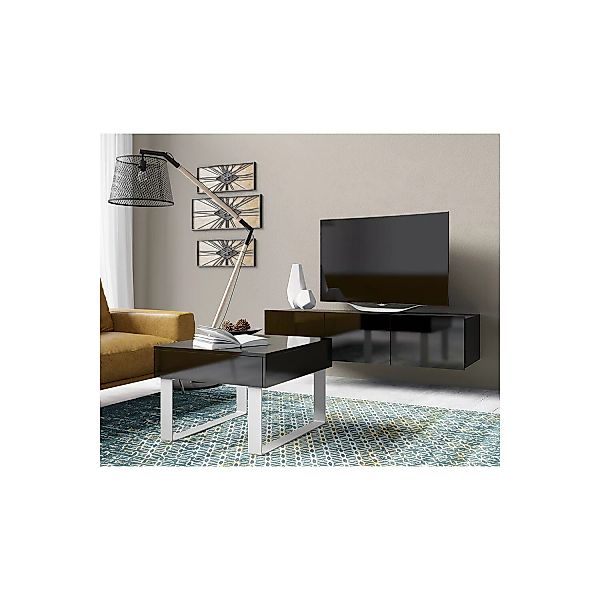 Wohnzimmer Lowboard mit Couchtisch in schwarz Hochglanz CAIRNS-132 günstig online kaufen