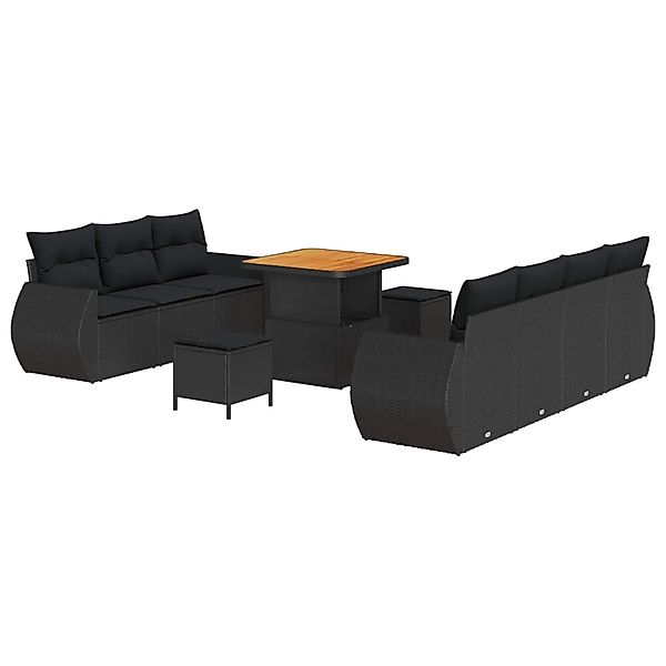 vidaXL Gartensofa-set mit Kissen 10-Tlg Schwarz Poly-Rattan 3363784 günstig online kaufen