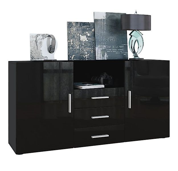 Vladon Sideboard Skadu (Kommode, mit 2 Türen, 3 Schubladen und 1 offenem Fa günstig online kaufen