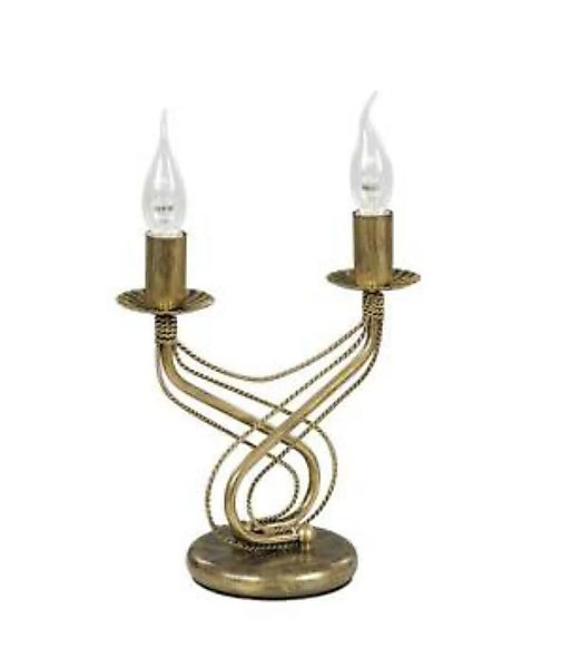 Tischleuchte Gold Metall Rustikal 2-flammig Kerzen günstig online kaufen