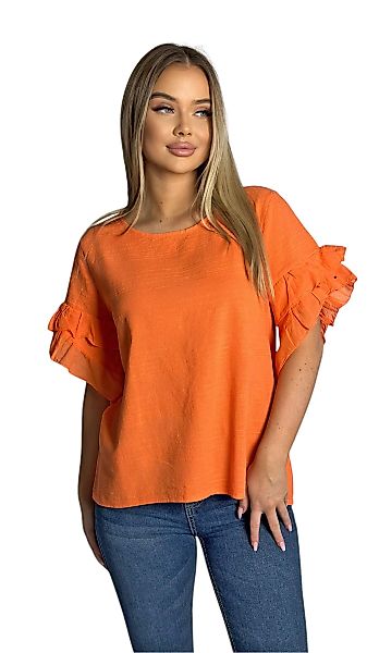 Mississhop Kurzarmshirt Charmantes Volant-Ärmel-Shirt – 100% günstig online kaufen