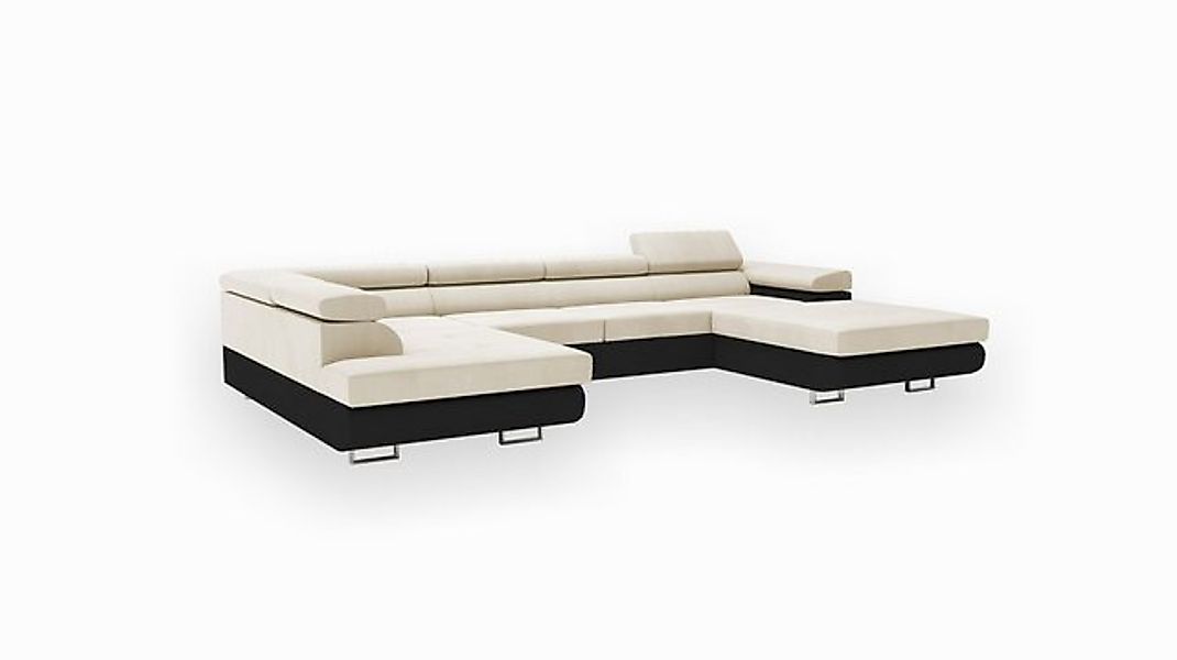 Goldstoff Wohnlandschaft RELAX U Ecksofa mit Schlaffunktion, Kunstleder & S günstig online kaufen