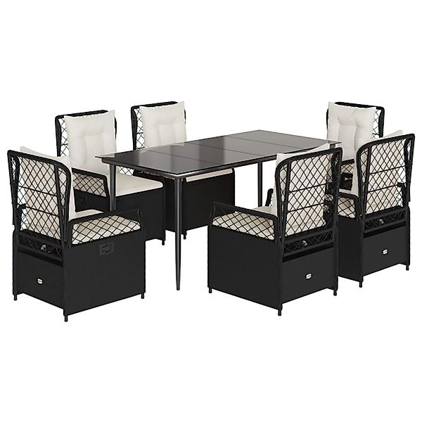 vidaXL 7-Tlg Garten-Essgruppe mit Kissen Schwarz Poly Rattan 3262961 günstig online kaufen