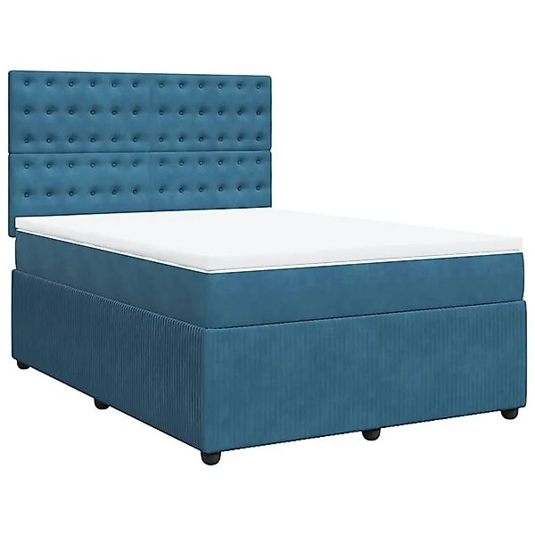 vidaXL Boxspringbett mit Matratze Blau 160x200 cm Samt 3294698 günstig online kaufen
