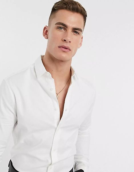 ASOS DESIGN – Formelles, weißes Oxford-Hemd mit engem Schnitt günstig online kaufen