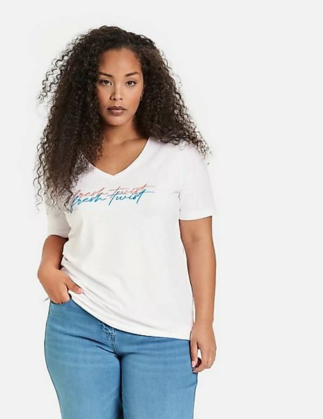Samoon Kurzarmshirt T-Shirt mit verziertem Letterprint günstig online kaufen