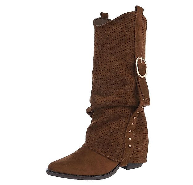 Ital-Design Moderne Stiefel mit perforiertem Design und goldenen Details We günstig online kaufen