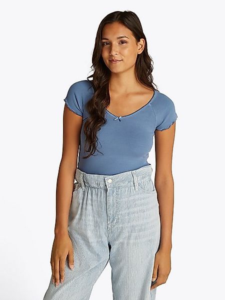 Tommy Jeans Kurzarmshirt TJW SLIM VNECK GMD RIB SS mit Rollkanten, im femin günstig online kaufen