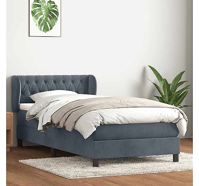 vidaXL Boxspringbett, Boxspringbett mit Matratze Dunkelgrau 80x210 cm Samt günstig online kaufen