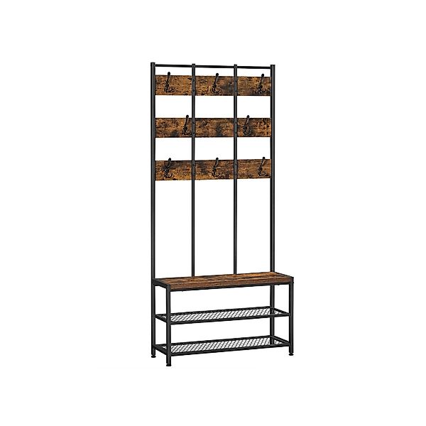 Vasagle Garderobenständer 8 Haken und Sitzfläche 30 x 84 x 182 cm Braun-Sch günstig online kaufen