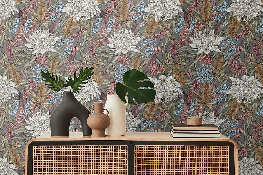Bricoflor Vlies Blumentapete In Pastellfarben Tapete Mit Großen Blumen Im V günstig online kaufen