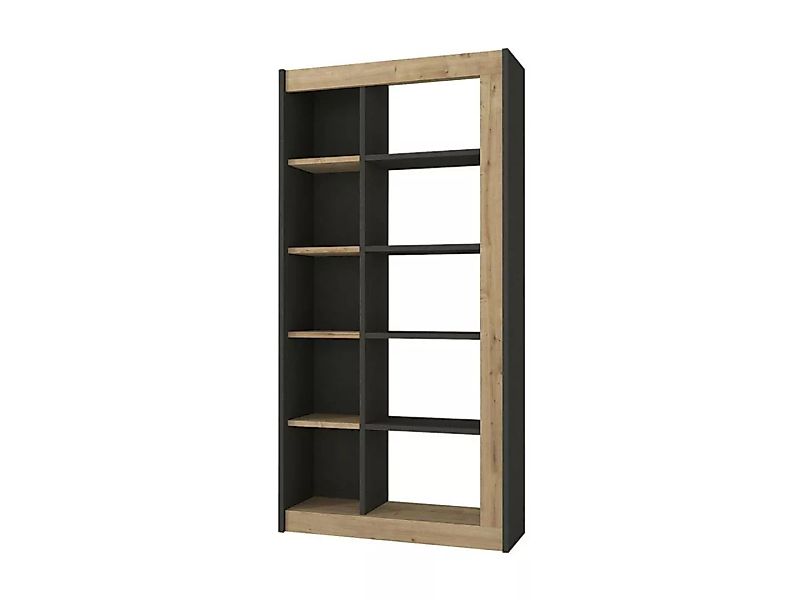 Bücherregal mit 10 Regalfächern - Holzfarben & Anthrazit - SILOMAI günstig online kaufen