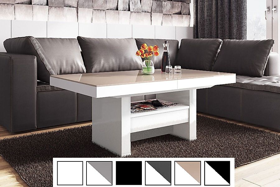 designimpex Couchtisch Design HLU-111 Cappuccino Weiß günstig online kaufen