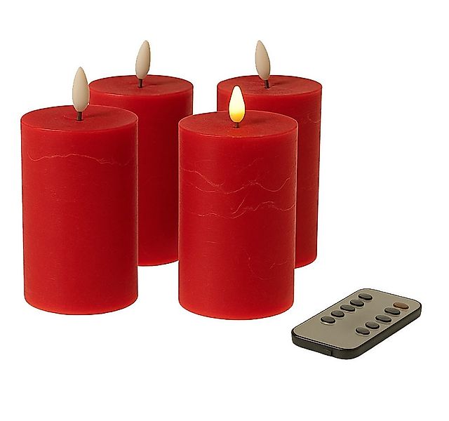 Fachhandel Plus Stumpenkerze LED mit Timer 10x6,5 cm Echtwachskerzen mit 3D günstig online kaufen