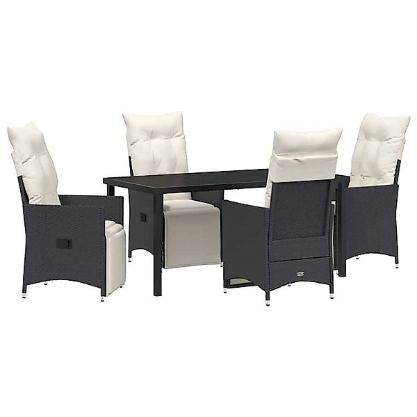 vidaXL Garten Essgruppe mit Kissen 5-Tlg Schwarz Poly Rattan 3379565 günstig online kaufen