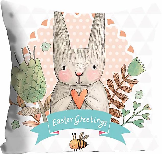 queence Dekokissen »Phoebe«, Kissenhülle,Easter Greetings,Hase,Ostern,Fröhl günstig online kaufen