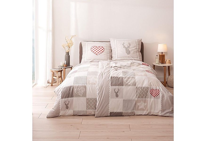 MTOnlinehandel Bettwäsche Landhaus Vintage 135x200 + 80x80 cm 2 tlg., 100% günstig online kaufen