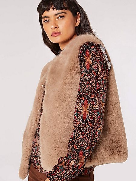 Apricot Fellimitatweste weiche Weste mit Haken & Ösen günstig online kaufen