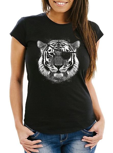 MoonWorks Print-Shirt Stylishes Damen T-Shirt Tiger Augenklappe Eye Patch P günstig online kaufen