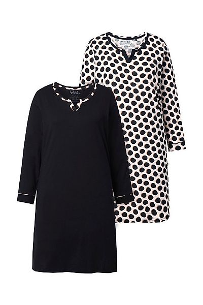 Ulla Popken Bigshirt Bigshirts 2er-Pack uni/Punkte Rundhals Langarm günstig online kaufen