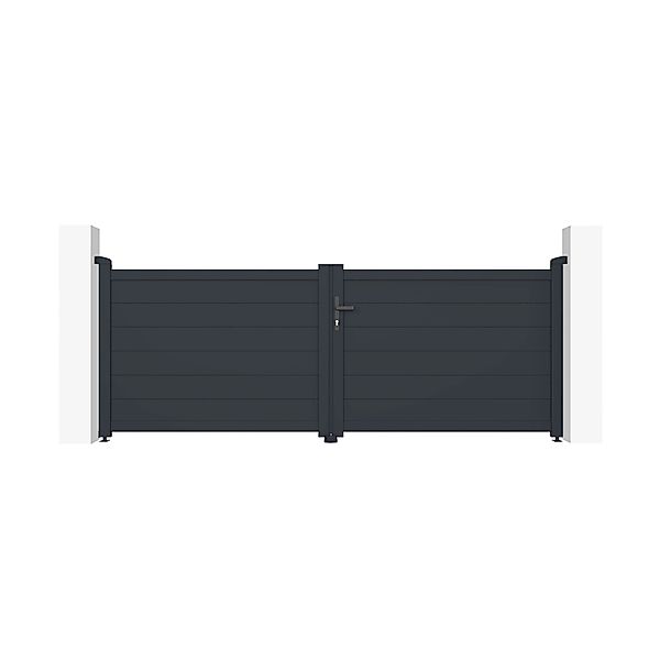 Casanoov Flügeltor 3M Eiger H 115Cm & 2 Pfosten H 166Cm Aluminium Grau günstig online kaufen