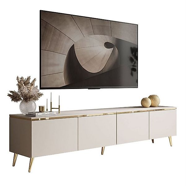 Lookway TV-Schrank CELINE KASCHMIR 200 cm auf goldenen Füßen Breite, 200 cm günstig online kaufen