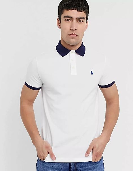 Polo Ralph Lauren – Poloshirt aus Piqué mit Spieler-Logo und Kontrastkragen günstig online kaufen