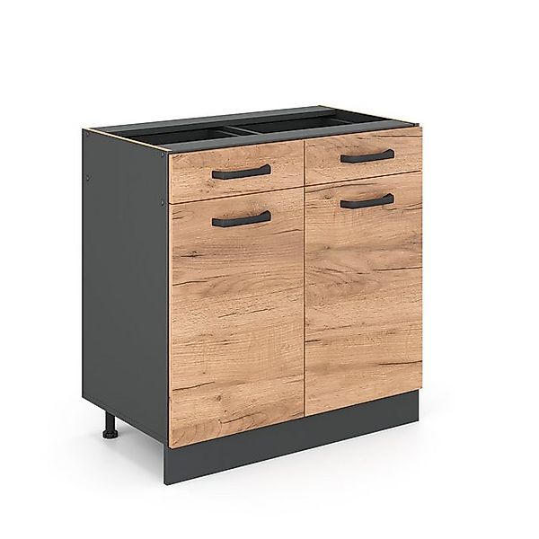 Vicco Küchenunterschrank R-Line Goldkraft Eiche 80 cm ohne Arbeitsplatte günstig online kaufen