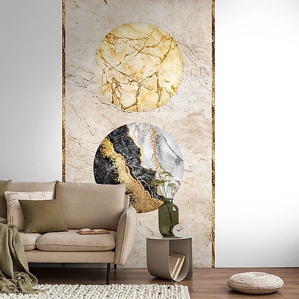 PROFHOME 398501-GU Fototapete Marmoroptik Matt Beige Gold Schwarz 1,59 m x günstig online kaufen