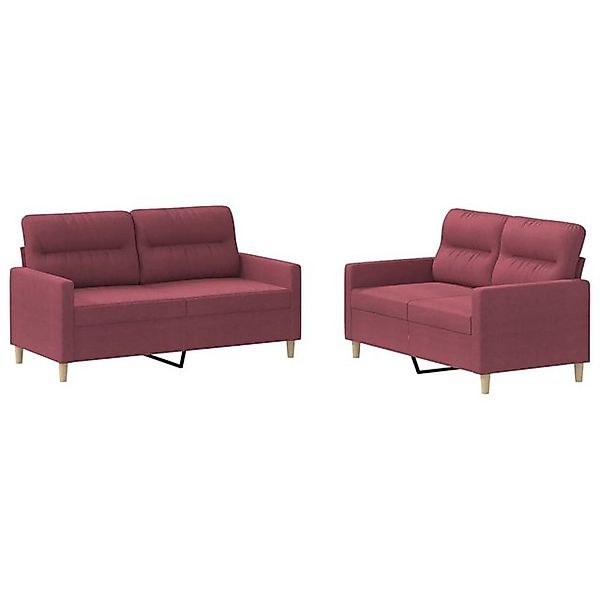 vidaXL Sofa 2-tlg. Sofagarnitur mit Kissen Weinrot Stoff günstig online kaufen