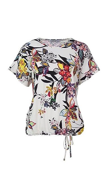 Passioni T-Shirt in Weiß, mit buntem floral Print und Rundhalsausschnitt günstig online kaufen