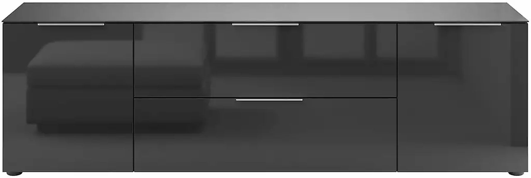 Manjana Möbel Lowboard "mit Chrom oder Schwarz matten Metallgriffen" mit Gl günstig online kaufen