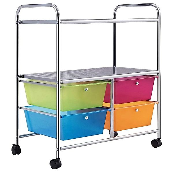 Costway Rollwagen mit 4 Stapelbaren Schubladen Badrollwagen Rot günstig online kaufen