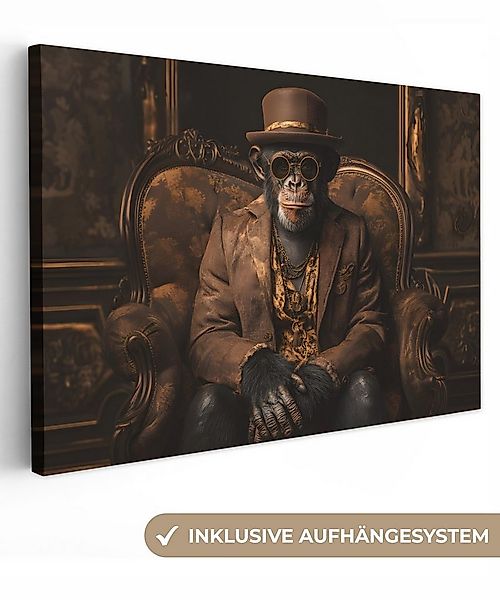 OneMillionCanvasses® Leinwandbild Schimpanse - Stuhl - Anzug - Braun, Fotod günstig online kaufen