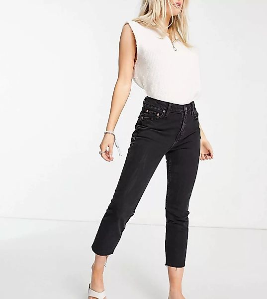 ASOS DESIGN Petite – Enge Vintage-Jeans in verwaschenem Schwarz mit mittelh günstig online kaufen
