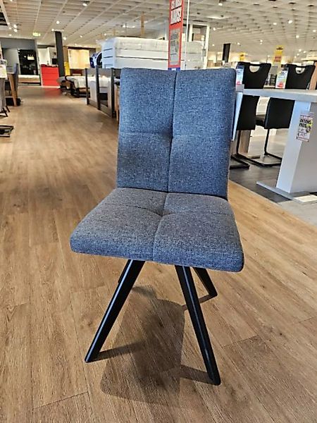 Polsterstuhl drehbar ODENSE 4er Set Jeans / Buche schwarz lackiert günstig online kaufen