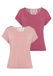 Vivance Kurzarmshirt "mit Häkelspitze am Rücken" 2er-Pack, aus weichem Visk günstig online kaufen