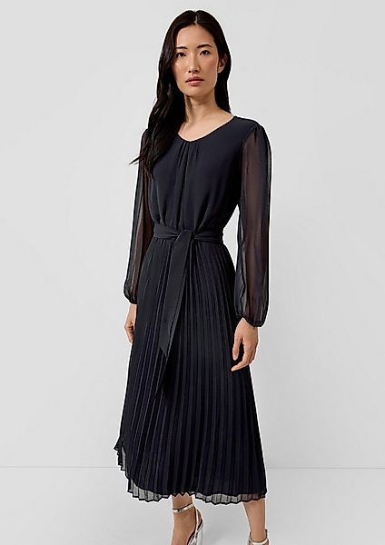 s.Oliver Midikleid Kleid Midi-Chiffonkleid mit Plissee und Bindegürtel günstig online kaufen