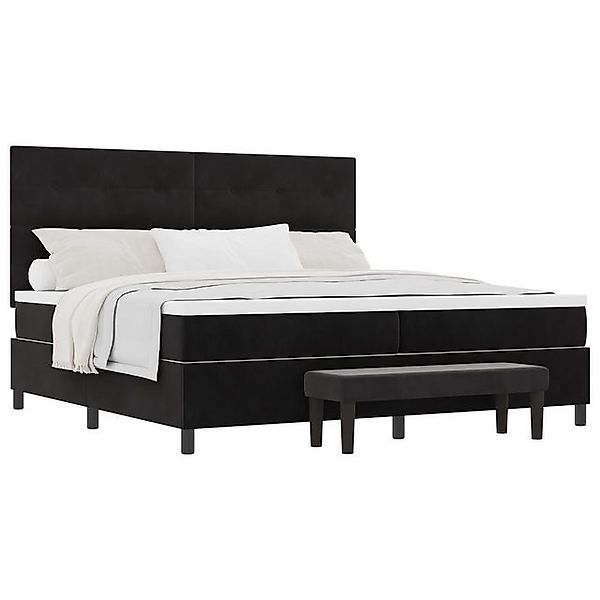 vidaXL Bett Boxspringbett mit Matratze & Bank Schwarz 200x200 cm Samt (2-tl günstig online kaufen