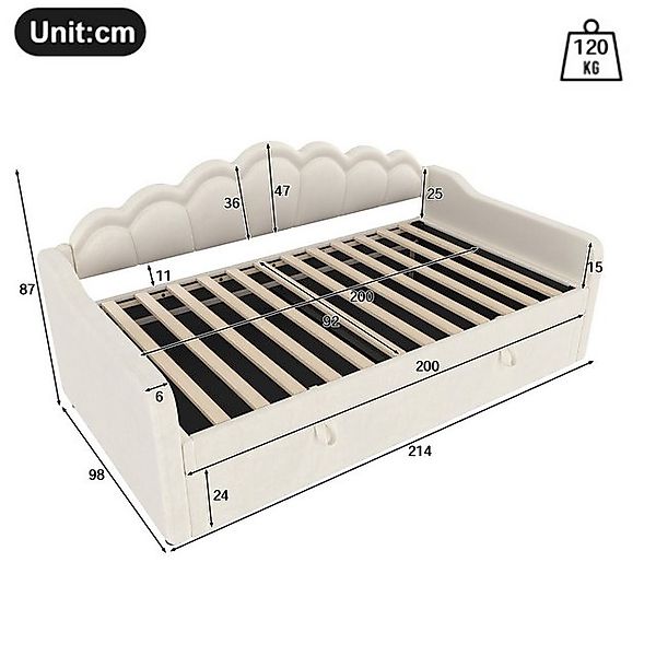Ulife Daybett Polsterbett Elegantes Tagesbett Schlafsofa mit LED-Beleuchtun günstig online kaufen
