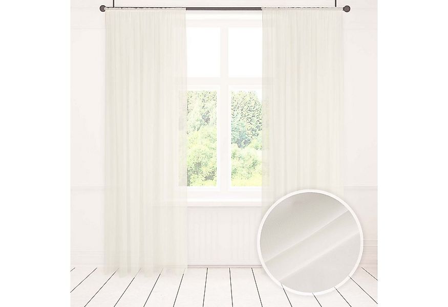 Asphald Gardine auf Maß Stores Warmweiss Voile Vorhang Kräuselband Universa günstig online kaufen