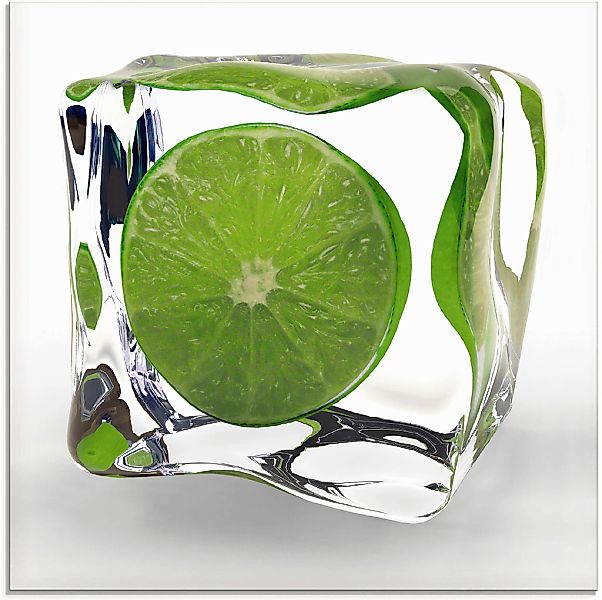 Artland Glasbild "Limette im Eiswürfel" Lebensmittel 1 Stk. tlg. in verschi günstig online kaufen