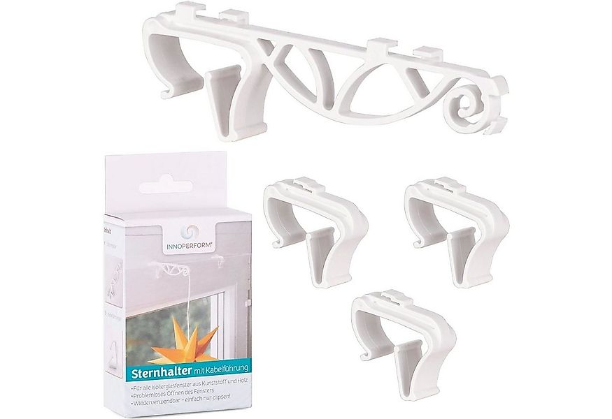 INNOPERFORM® Fensterhaken Innoperform Sternhalter Fenster weiß mit Kabelfüh günstig online kaufen