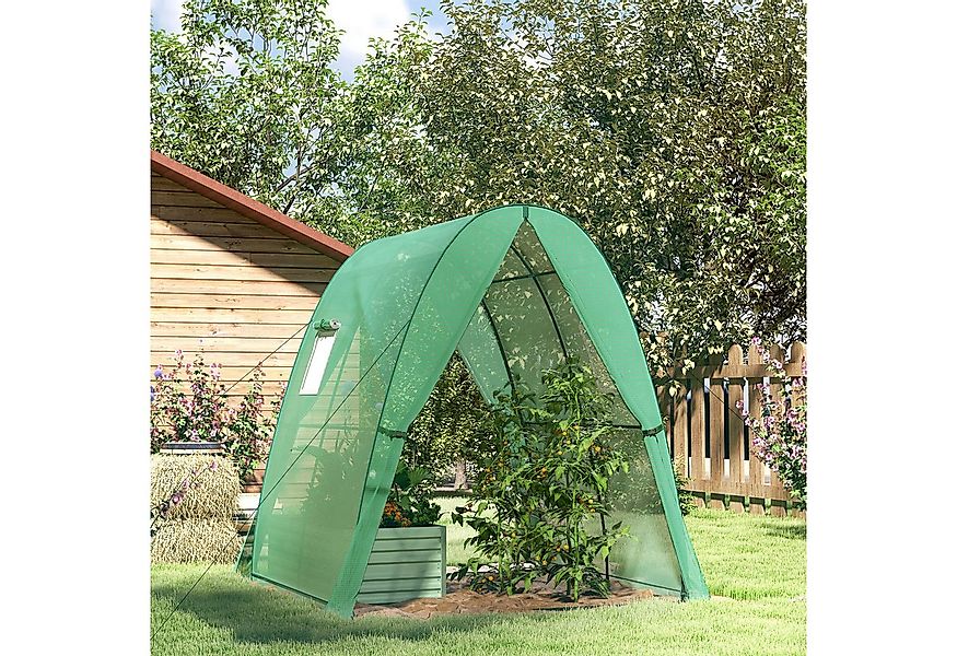 Outsunny Foliengewächshaus mit Rolltür, 2 Fernster, winterfest, aus Stahl, günstig online kaufen