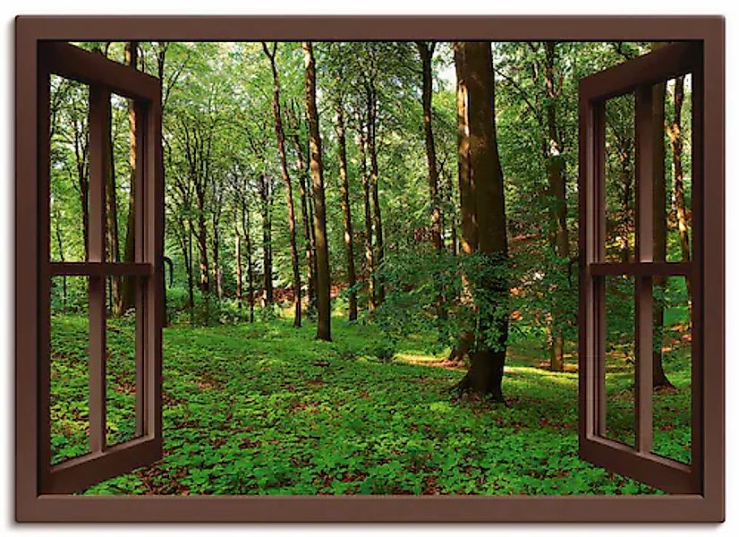 Artland Leinwandbild »Panorama Sommerwald, braun« Fensterblick 1 Stk. tlg. günstig online kaufen